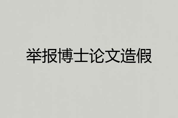 举报博士论文造假