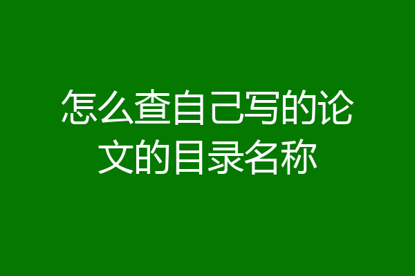 怎么查自己写的论文的目录名称