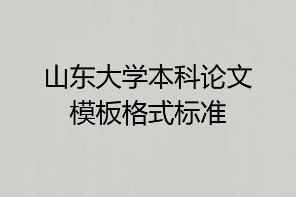 山东大学本科论文模板格式标准