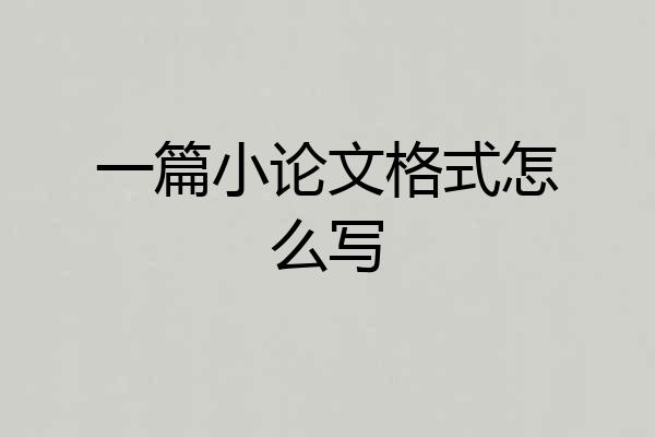 一篇小论文格式怎么写