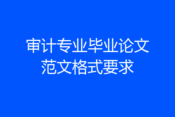 审计专业毕业论文范文格式要求