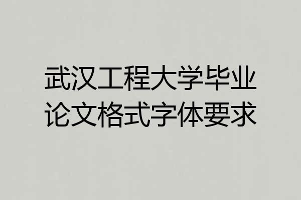 武汉工程大学毕业论文格式字体要求