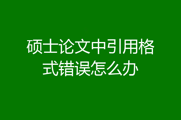 硕士论文中引用格式错误怎么办