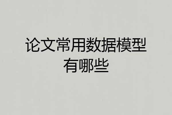 论文常用数据模型有哪些