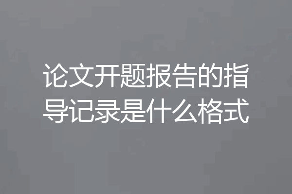论文开题报告的指导记录是什么格式