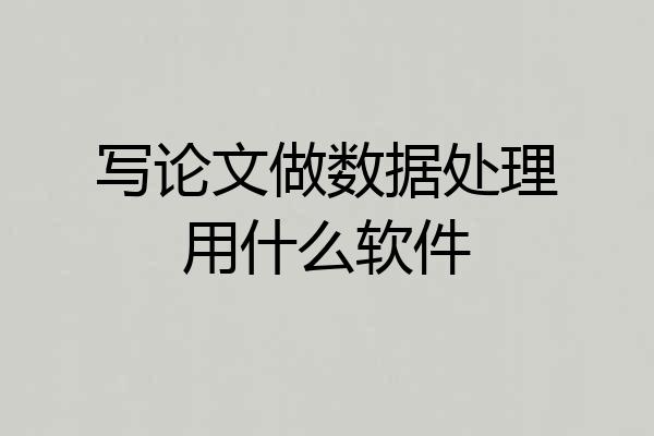 写论文做数据处理用什么软件