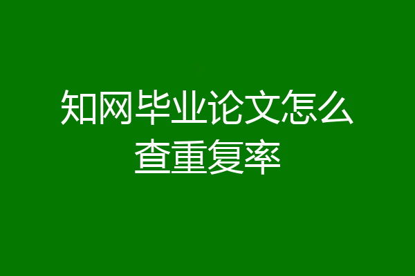 知网毕业论文怎么查重复率