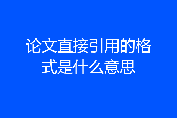 论文直接引用的格式是什么意思