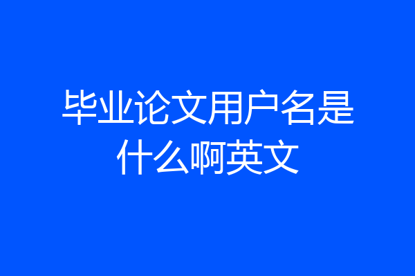 毕业论文用户名是什么啊英文