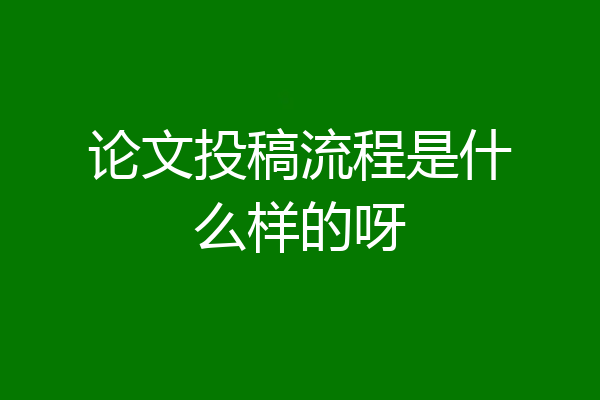 论文投稿流程是什么样的呀