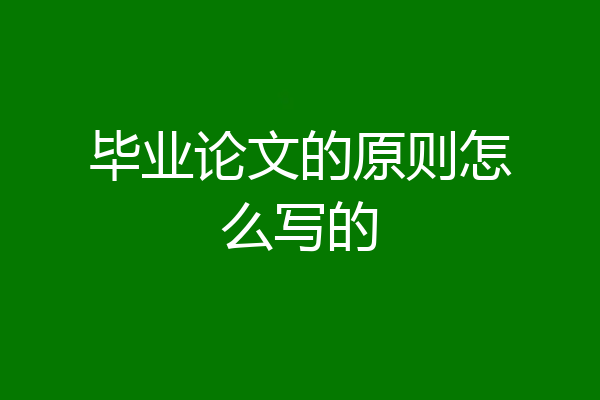 毕业论文的原则怎么写的