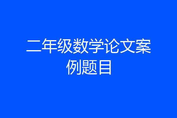 二年级数学论文案例题目