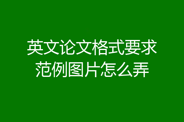 英文论文格式要求范例图片怎么弄