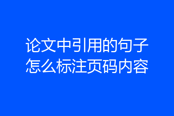 论文中引用的句子怎么标注页码内容
