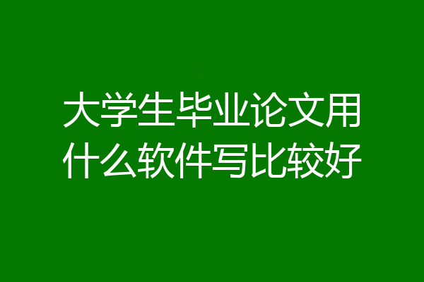 大学生毕业论文用什么软件写比较好