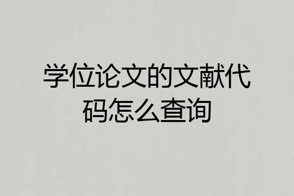 学位论文的文献代码怎么查询