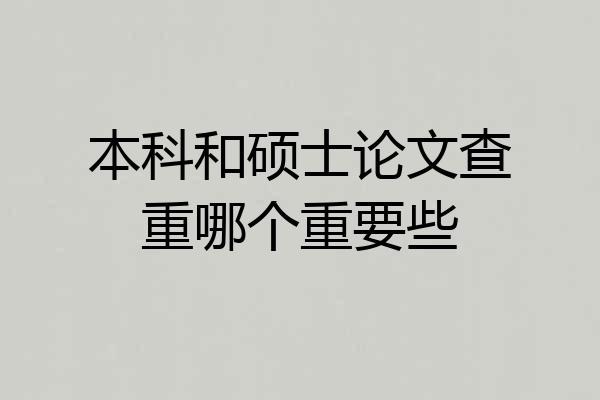 本科和硕士论文查重哪个重要些