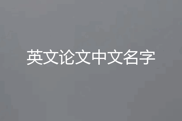 英文论文中文名字