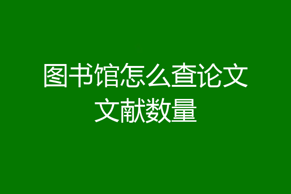 图书馆怎么查论文文献数量