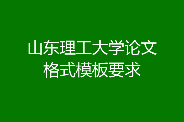 山东理工大学论文格式模板要求