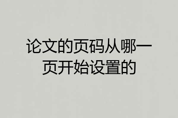 论文的页码从哪一页开始设置的