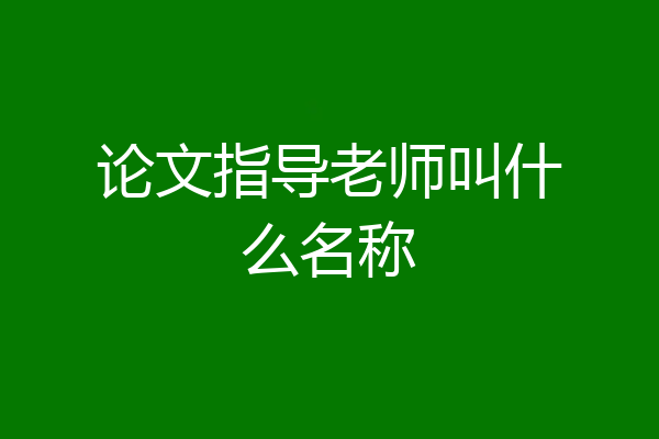 论文指导老师叫什么名称