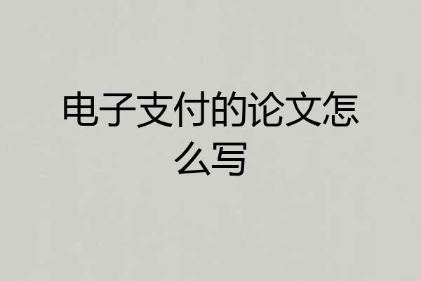 电子支付的论文怎么写