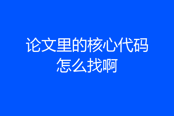 论文里的核心代码怎么找啊