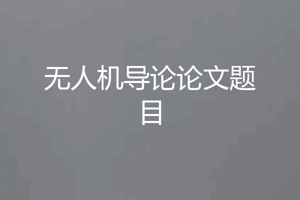 无人机导论论文题目