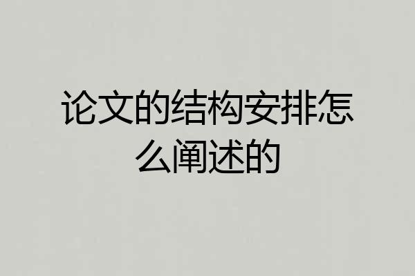 论文的结构安排怎么阐述的