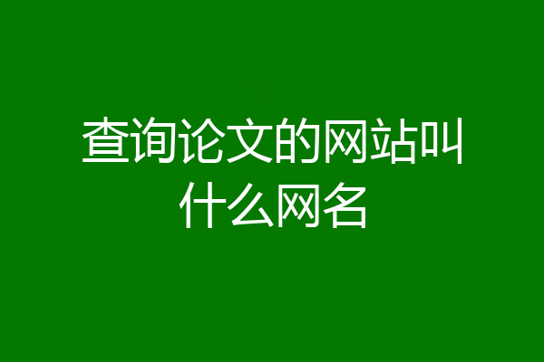 查询论文的网站叫什么网名