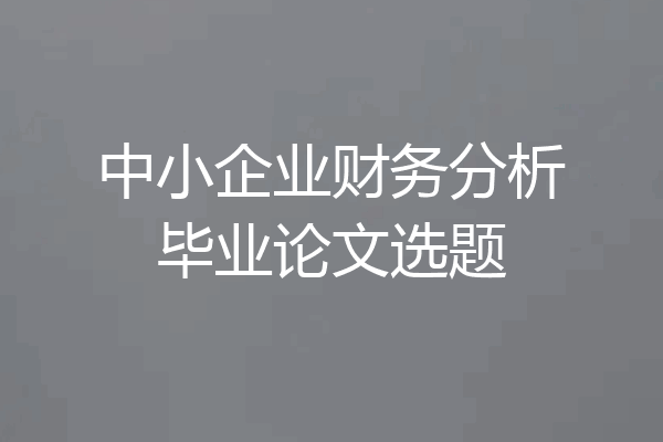 中小企业财务分析毕业论文选题