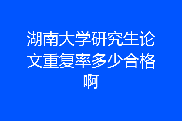 湖南大学研究生论文重复率多少合格啊