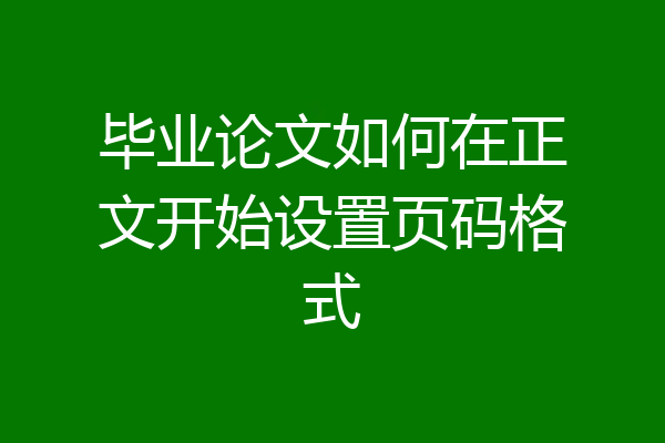 毕业论文如何在正文开始设置页码格式