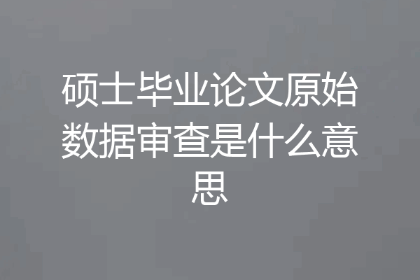 硕士毕业论文原始数据审查是什么意思
