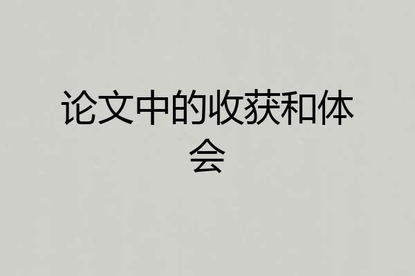 论文中的收获和体会