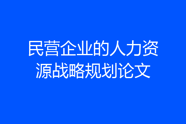 民营企业的人力资源战略规划论文