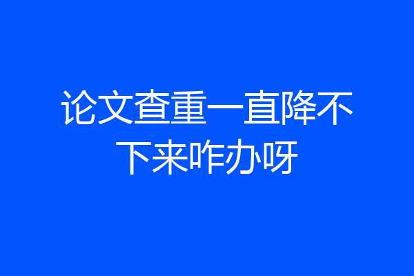 论文查重一直降不下来咋办呀