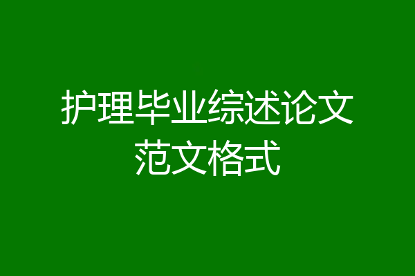 护理毕业综述论文范文格式