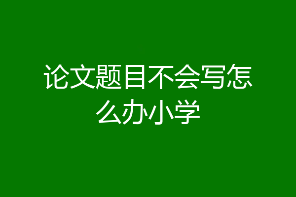 论文题目不会写怎么办小学