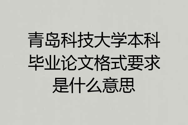 青岛科技大学本科毕业论文格式要求是什么意思