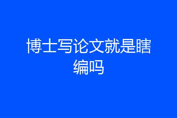 博士写论文就是瞎编吗