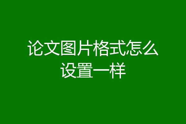论文图片格式怎么设置一样
