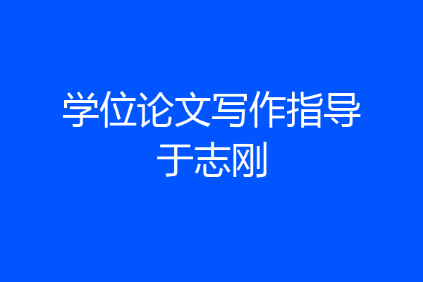 学位论文写作指导于志刚