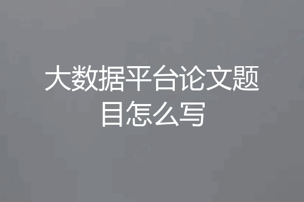 大数据平台论文题目怎么写