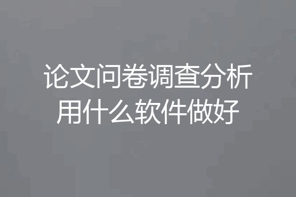 论文问卷调查分析用什么软件做好