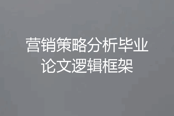 营销策略分析毕业论文逻辑框架