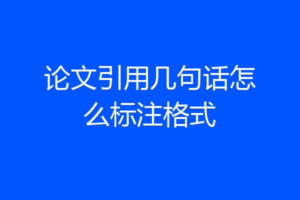 论文引用几句话怎么标注格式