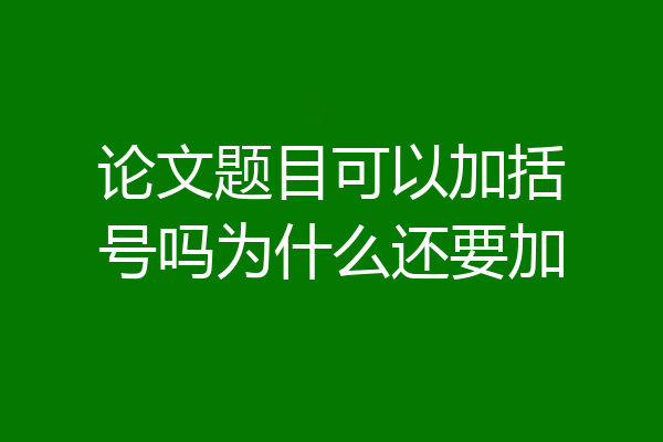 论文题目可以加括号吗为什么还要加