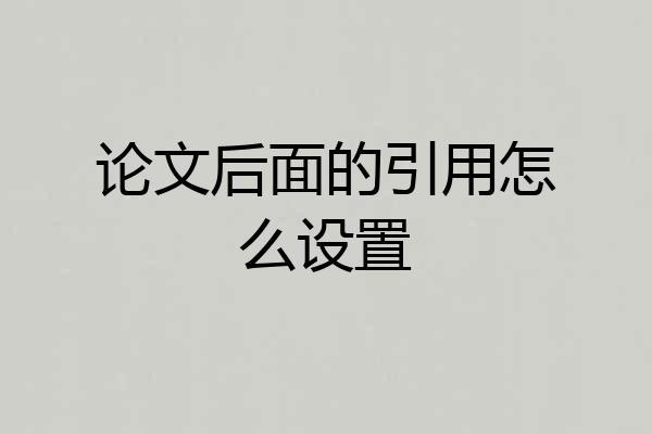 论文后面的引用怎么设置